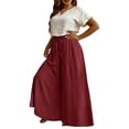 thumbnail image 2 of Endives Womens Baggy Pant Elastic Daily Elegant Oversized Casual Solid Color Pants Loose Long Pant Wide Leg Pants Trouser Women's Plus L-6XL Red, 2 of 6