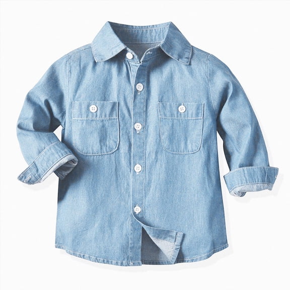 KPOPLK Toddler Baby Boy Denim Jacket 3 6 9 12 18 Months 2T 3T 4T Kids Jean Coat Long Sleeve Button Down Clothes Size 12-18 Months,Blue