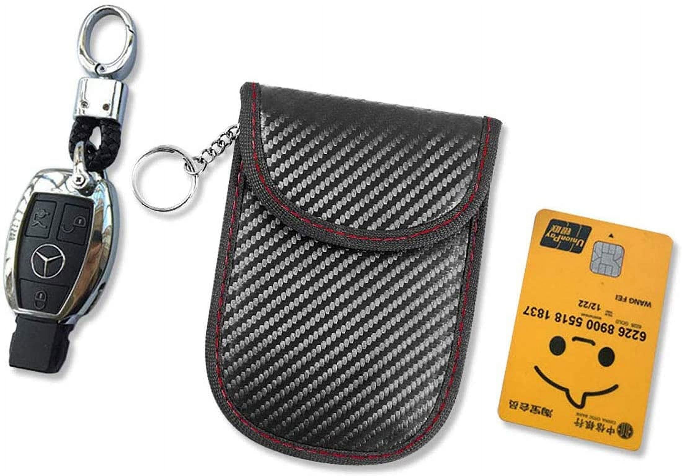Faraday Key Fob Bag(2 Pack), Signal Blocking Key Fob case, RFID Key Fob Protector  Pouch,Anti-Theft RFID Blocking Cage for Keyless Car Key(Carbon Fiber  Fabric) 