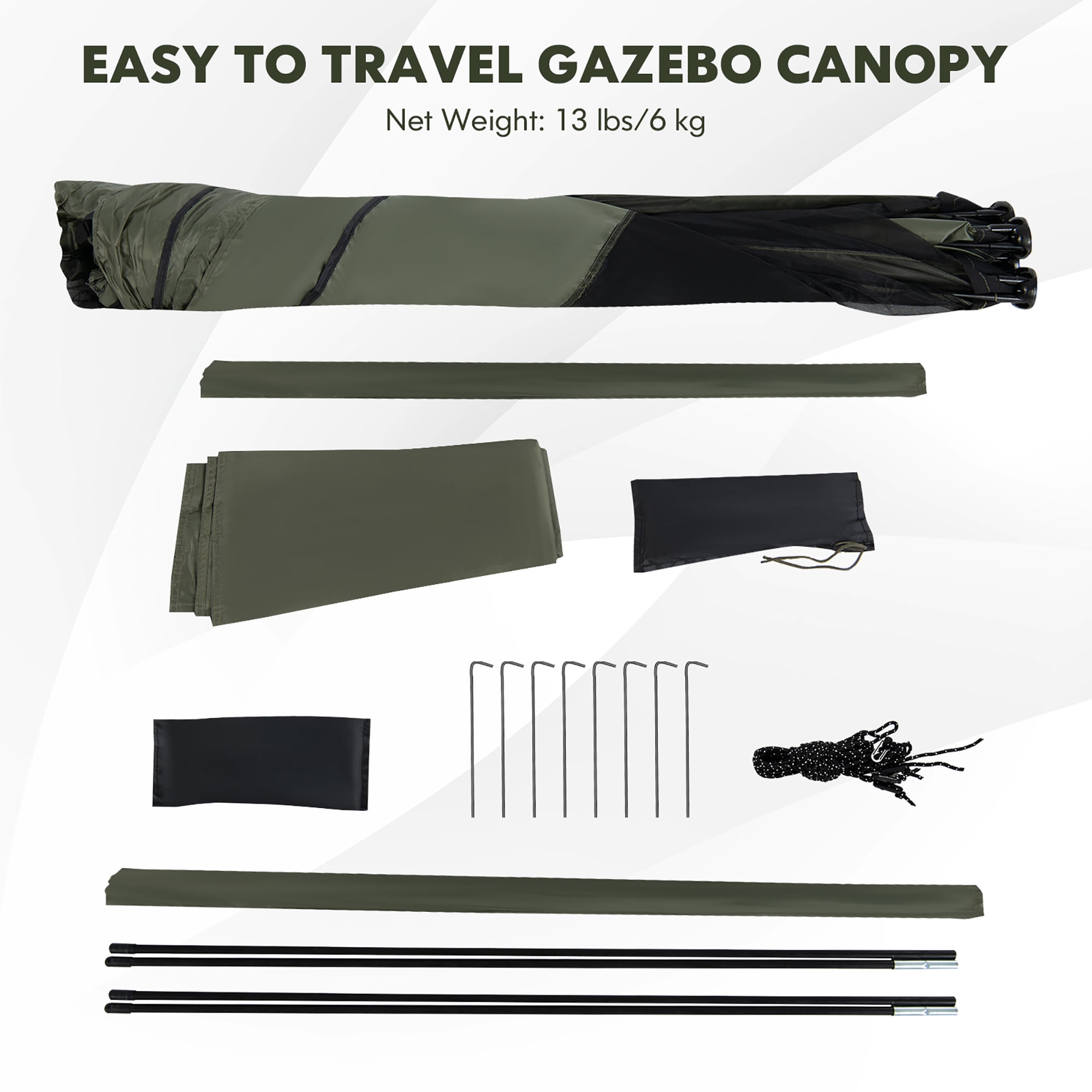 Costway 6.7 FT x 6.7 FT 4-Panel Pop up Camping Gazebo Quick-Set with 2 Sunshade Cloths Green