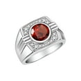 thumbnail image 4 of RYLOS Mens Rings Sterling Silver Designer Round Gemstone &  Sparkling Diamond Ring Garnet January Birthstone Rings For Men, Men's Rings, Silver Rings, Sizes 8 - 13, 4 of 8