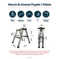 thumbnail image 4 of Escalera Plegable de Tijera CONALUM, Taburete Aluminio con Escalón Ancho de 1 Peldaño para 150 kg., 4 of 6