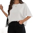 thumbnail image 3 of Summer Short Sleeve Oversize Loose Women Casual Batwing T Shirt Tops, 3 of 6