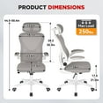 thumbnail image 3 of BestOffice Computer Office Chair High Back Ergonomic Swivel Task, Lumbar Support Adjustable Headrest Flip-up Armrests for Home Office, Grey, 3 of 7