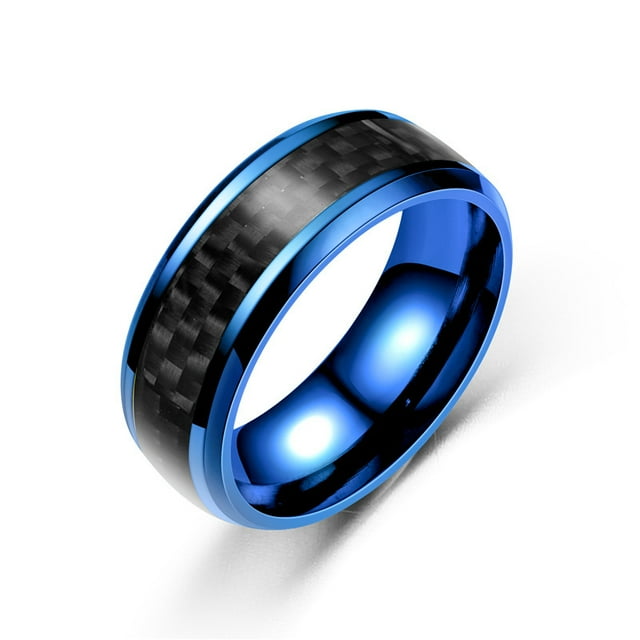 Anillo de acero inoxidable con parche de fibra de carbono creativo de moda de joyería Buen material Diseño de moda
