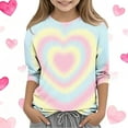 thumbnail image 2 of BLVB Kids Valentine Shirt Girls Valentines Shirts Casual Basic Tees Cute Heart Grpahic 3/4 Sleeve Tops 3-12Y, 2 of 5