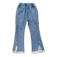 thumbnail image 6 of MSemis Kid Girls Youth Junior Denim Jeans Bell Bottom Flare Pants Blue-A 150, 6 of 7