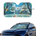 thumbnail image 2 of Xixirimido Car Windshield Sun Shade Car Sun Visor Block UV Rays Foldable Automotive Windshield Sunshades Front Window Sun Blocker Keep Your Vehicle Cool, Sharks Fishes Undersea, 2 of 8