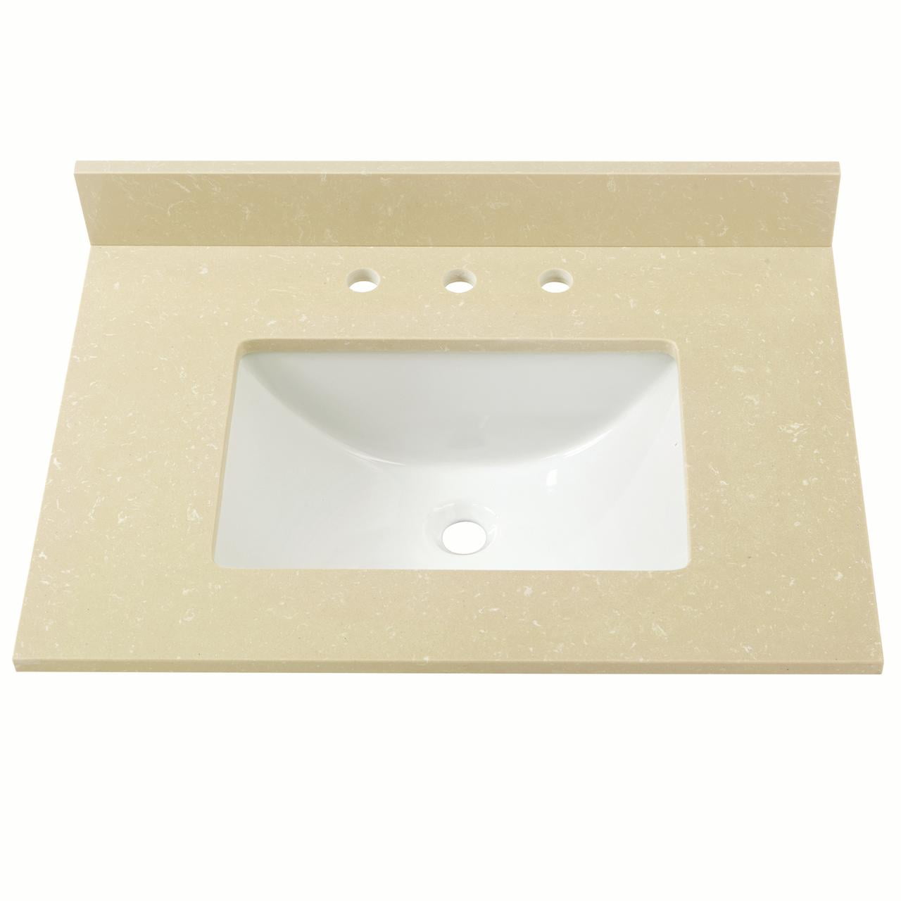 Cahaba 31 In X 22 Crema Limestone Engineered Marble Vanity Top Cahaba 31 In X 22 Crema Limestone Engineered Marble Vanity Top With Trough Bowl And 8 Faucet Spread Com