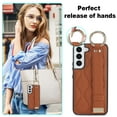 thumbnail image 6 of Allytechgroup Galaxy S22 Plus Case with Keychain, Luxury Girly PU Leather Back Cover Bracket Stand Shockproof Bumper Drop Proof Phone Case Cover for Samsung Galaxy S22 Plus, Brown, 6 of 8