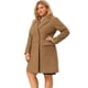 thumbnail image 2 of Women's Plus Size Notched Lapel Double Breasted Winter Long Coat Camel 1X, 2 of 6