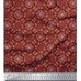 thumbnail image 1 of Soimoi Red polyester Crepe Fabric Seamless Damask Printed Fabric 1 Yard 42 Inch Wide, 1 of 4