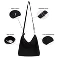 thumbnail image 4 of Muka Canvas Shoulder Bag with Zipper, Black Hobo Crossbody Handbag Casual Tote, 4 of 6