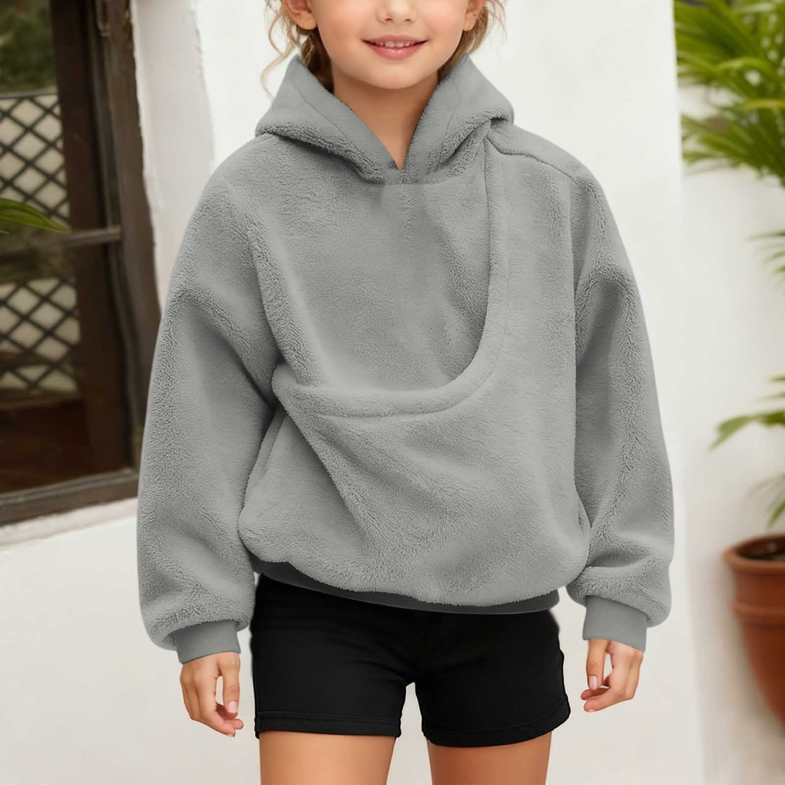 Boys Girls Dog Pouch Hoodies Fuzzy Dog Carrying Hoodie Long Sleeve Pullover Dog Pocket Hoodie Fall Clothes 9-10 Years