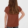 thumbnail image 3 of CCRFTGI Cute Linen Shirts for Children Girls 10-12 Short Sleeve Crew Neck Summer Soft T-Shirts Trendy Lightweight Girls Fashion Flowy T-Shirt Coffee 7-8 Years, 3 of 4