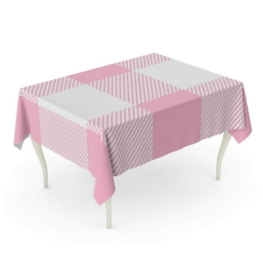 SIDONKU White Pink Gingham from Rhombus Squares for Plaid Printing Pattern Tablecloths Dresses Tablecloth Table Desk Cover Home Party Decor 60x104 inch