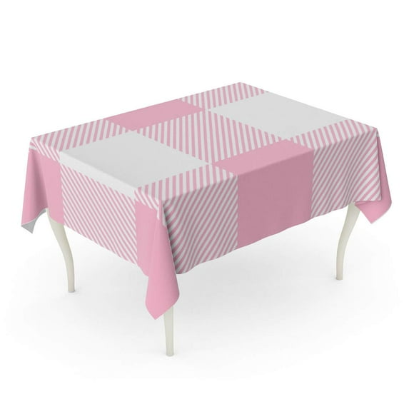 LADDKE White Pink Gingham from Rhombus Squares for Plaid Printing Pattern Tablecloths Dresses Tablecloth Table Desk Cover Home Party Decor 52x70 inch