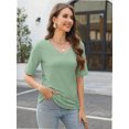 thumbnail image 5 of Fashion Solid Color Women Summer Casual Top Office Blouse, 5 of 6