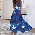 thumbnail image 2 of Women's Elegant Sleeveless Dress with Patriotic Print, V-Neck Loose Fit Design, Long Casual Sundress for Summer Outings,Blue L, 2 of 5