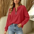thumbnail image 6 of Kaemgyyd Womens Long Sleeve Shirts Quarter Zip Tops Round Neck Pullover Casual Fall Fashion Clothes Outfits, 6 of 6
