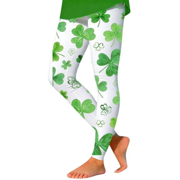 St. Patrick'S Day Themed Printed Leggings Girls Stretch Athletic Base Layer Pants Festive Design Clothes