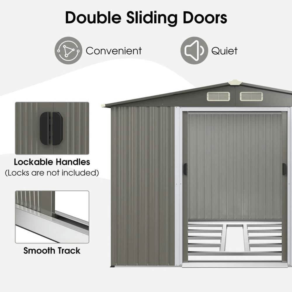 Yardi Yarda 8 x 6 Feet Galvanized Steel Storage Shed, Multipurpose Storage Shed, Gray