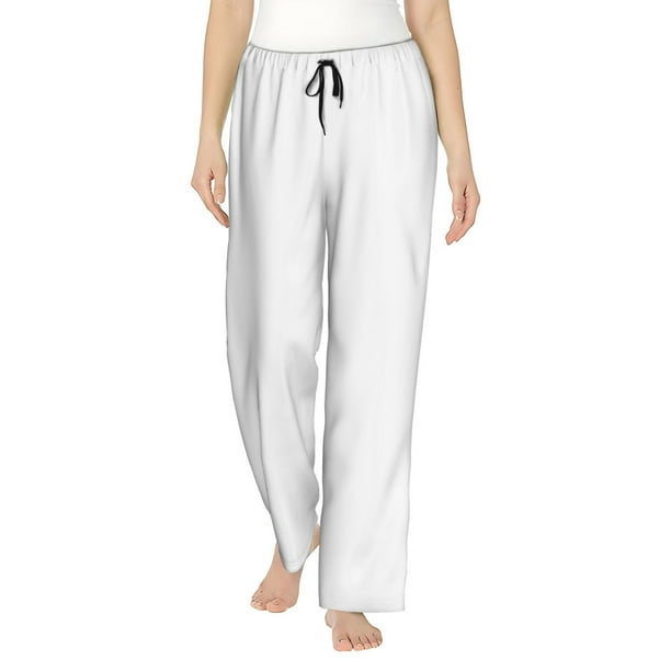 Balery White Pantalones de pijama para mujer, pijamas ultraligeros, pantalones de estar por casa-Large