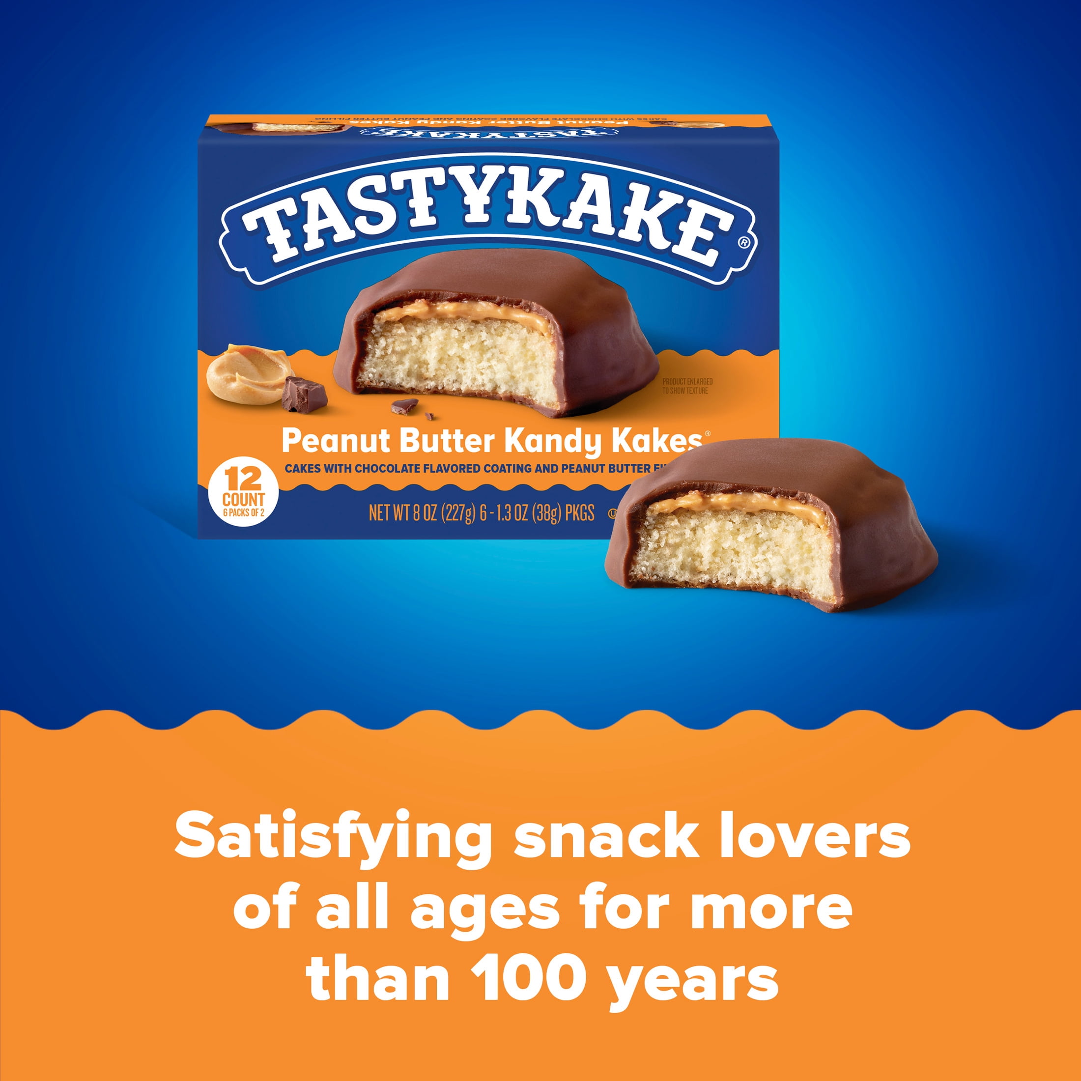 (3 pack) Tastykake Peanut Butter Kandy Kakes, 12 Count, 6 Packs of 2 Chocolate and Peanut Butter Snack Cakes