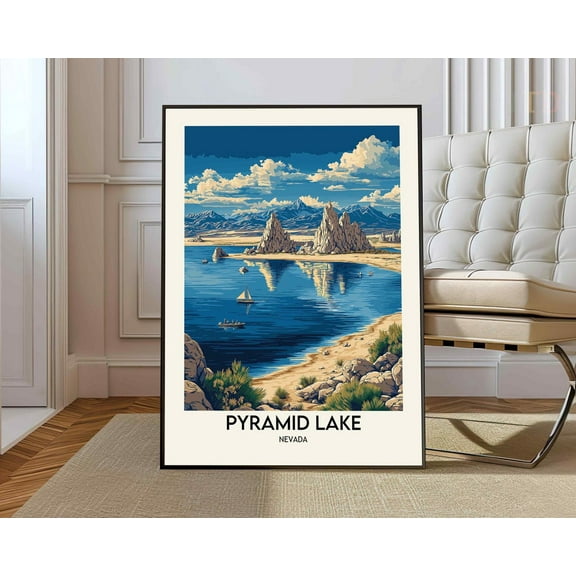 Pyramid Lake Poster, Pyramid Lake Print, Pyramid Lake Gift, Pyramid Lakepyramid Lake Nevada, Pyramid Lake Decor, Nixon Nevada Wall Art, Modern Wall Decor, 8x12 UNFRAMED
