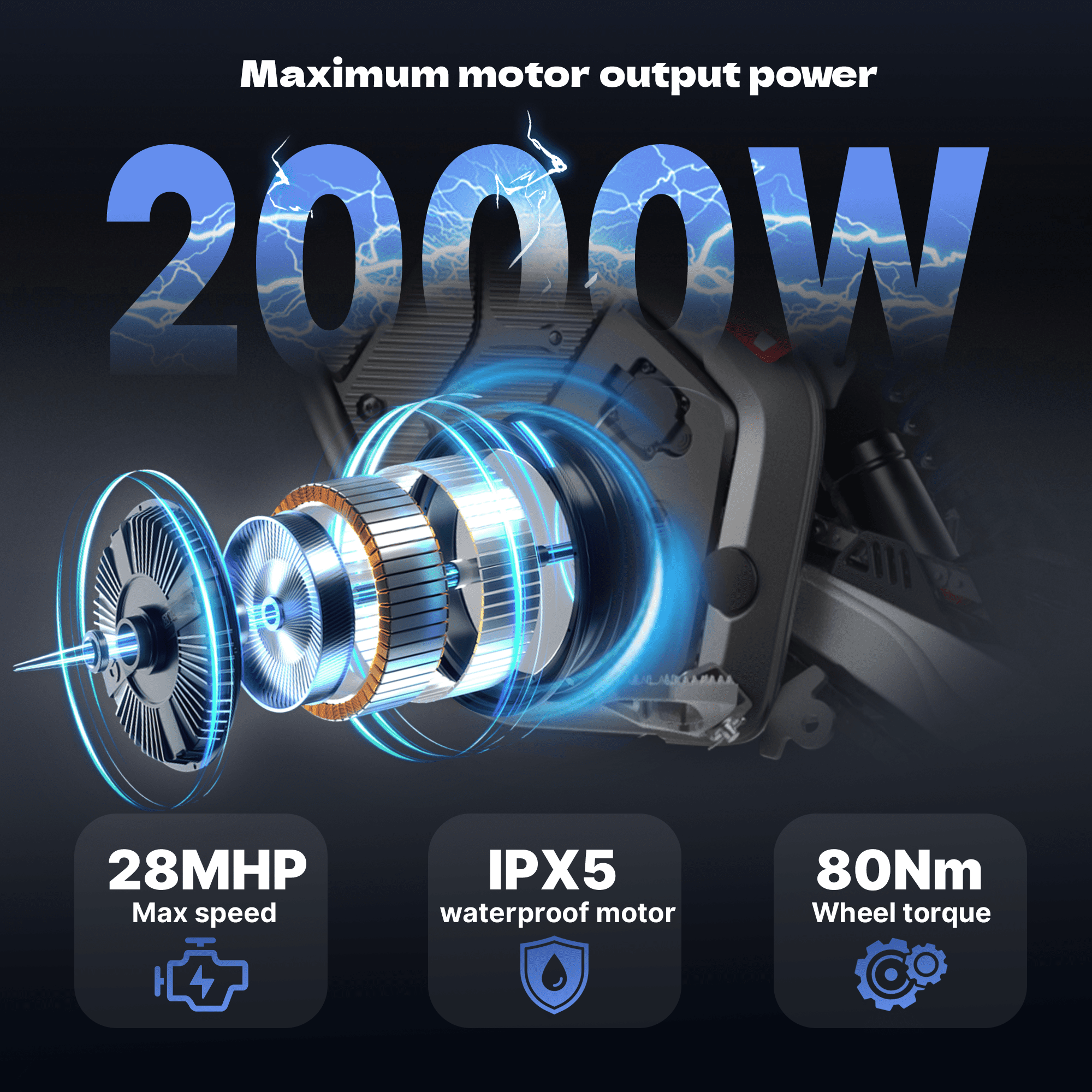RFN Warrior Youth SX-E2 Electric Dirt Bike - MAX 2000W Powerful Brushless Motor - 28 mph Top Speed | 26-Mile Range & Off-Road eBike for Teens and Adults
