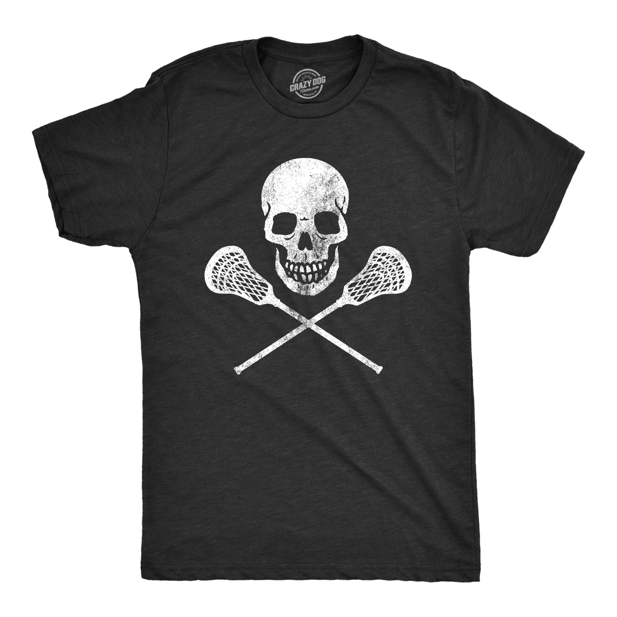 Mens Lacrosse Skull Tshirt Funny Lax Sports Skull And Crossbones ...