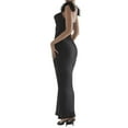 thumbnail image 3 of Liacowi Women's Elegant Long Dress Sleeveless Feather Shoulder Strap V-Neck Bodycon Summer Dress for Evening Party, 3 of 5