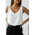 thumbnail image 1 of Women's White Deep V Neck Loose Tank Top, 1 of 11