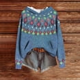thumbnail image 5 of Aoiroe Women Long Sleeve Knit Pullover Sweater Top Fall Winter Fashion Outfits Blue XL, 5 of 6