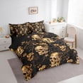 thumbnail image 2 of Homewish Spooky Halloween Skull 7-Piece Twin Bedding,Baroque Goth Floral Bedding Comforter Set,Golden,Black Reversible, 2 of 8