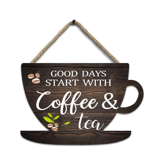 ZXNWN Household pendant Clearance Vintage Wooden Kitchen Sign Rustic Coffee Shop Hanging Plaque Creative Solid Wood Door Hanger for Home Decor and Café Decoration Charming Retro Style Wall Art