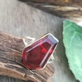 thumbnail image 4 of Garnet Coffin Ring: Handmade 925 Sterling Silver Gemstone Statement Ring, 4 of 9