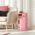 thumbnail image 3 of 3 Drawer Sliding Barrel Modern Bedroom Nightstand, Pink, 3 of 8