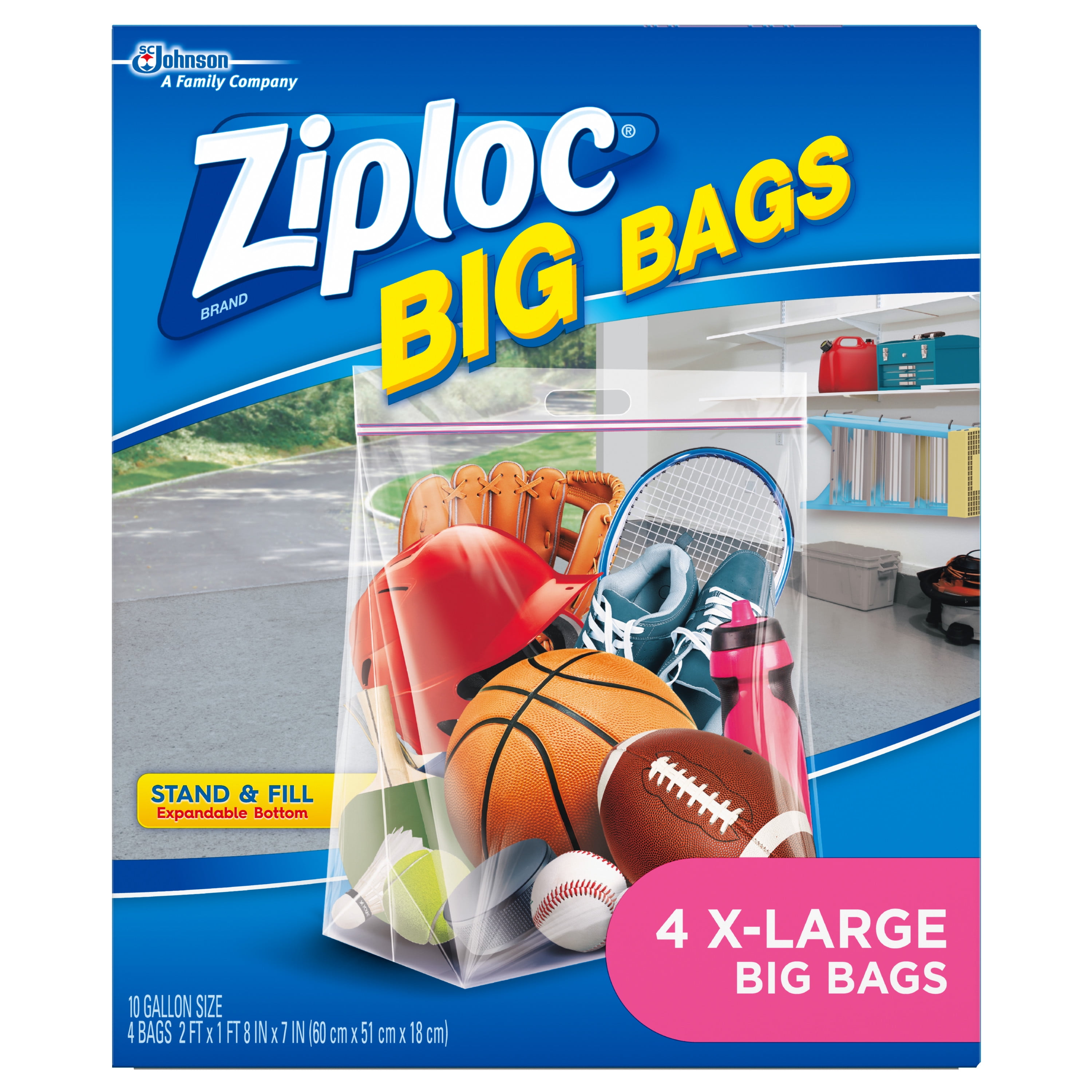 2 Bags XXL Heavy Duty Storage Bag Clear Plastic Zip Lock Hand Carry 24x20