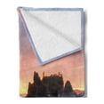 thumbnail image 2 of Driftwood Soft Flannel Fleece Throw Blanket, Setting Sun Theme Sea Stacks and Wood at Ruby Beach Digital Image, Cozy Plush for Indoor and Outdoor Use, 70" x 90", Orange and Grey, by Ambesonne, 2 of 5