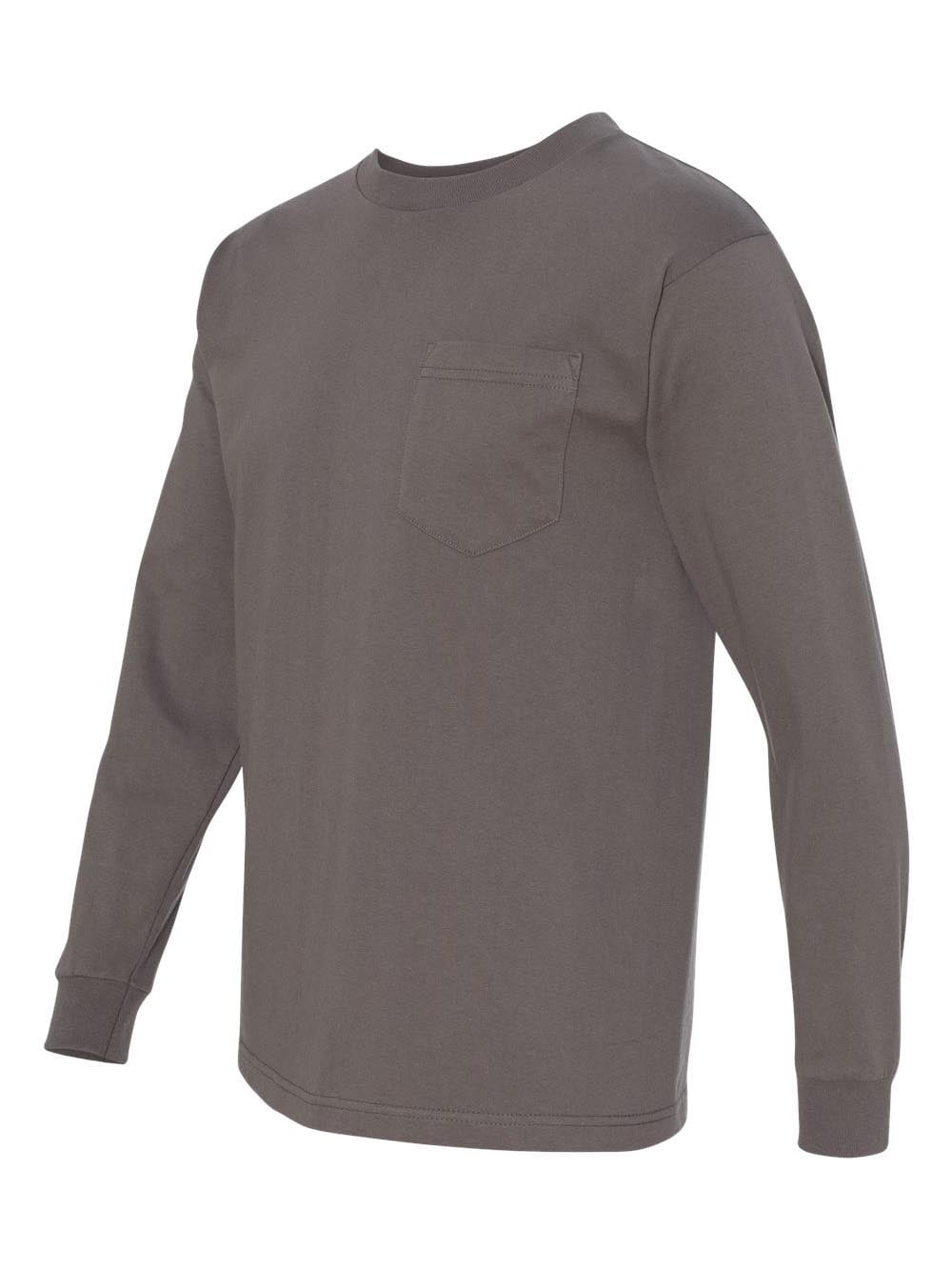 Adult 6.1 oz., 100% Cotton Long Sleeve Pocket T-Shirt ROYAL BLUE