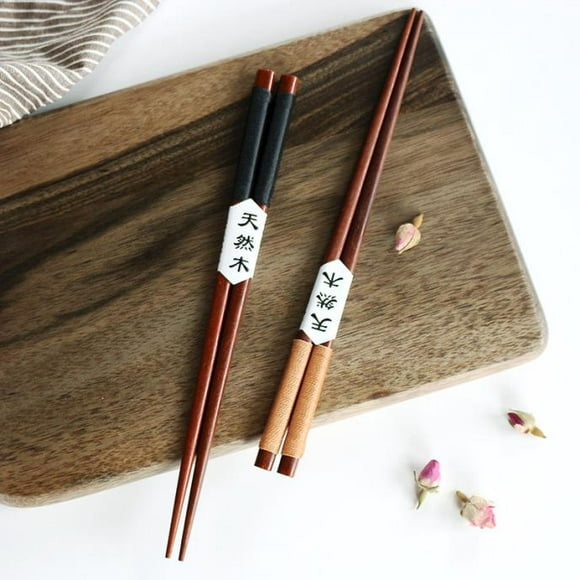 Agiferg 2 Pairs Handmade Japanese Natural Chestnut Wood Chopsticks Set Value Gift