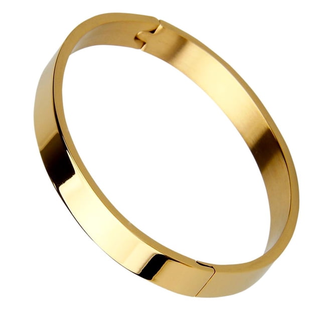 Pulsera de acero inoxidable simple y moderna, pulsera de alto brillo, superficie lisa (, dorado