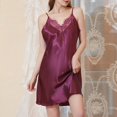 thumbnail image 2 of Camisón de seda con cuello en V para mujer - Tirantes finos, bajo con volantes - Ropa de dormir/spa - S-XL, 2 of 5