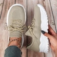 thumbnail image 3 of Rokment Women's Platform Running Tennis Shoes 2026 Spring Fall Knitted Lightweight Memory Foam Chunky Slip on Walking Trainners Basketball Bowling Sneakers Khaki Size 11.5, 3 of 7