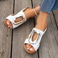 thumbnail image 4 of Modisza Open Toe Wedge Heel Sandals for Women Comfortable Walking Slides with Arch Support Hollow Out Slip on Summer Shoes White size 8, 4 of 7