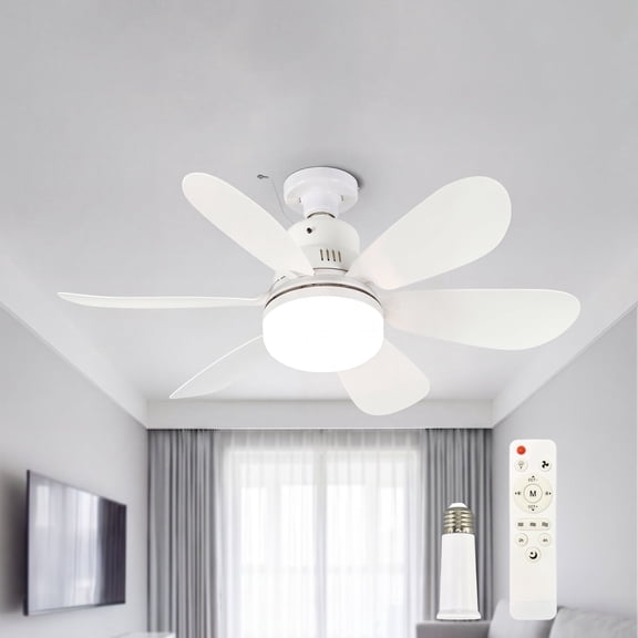 AIDAPLAY Dimmable Ceiling Fan Light with Remote Control, 3 Speeds 3 Color Temps E26/E27 Base with Extension Rod for Bedroom and Living Room