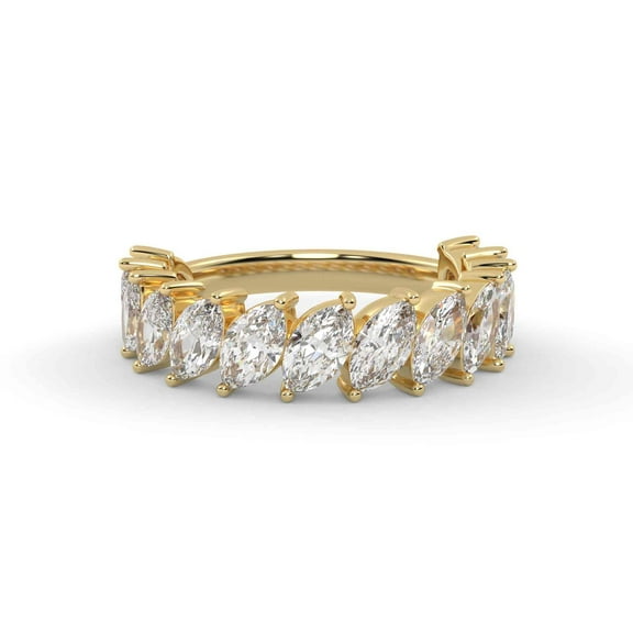 IGI Certified Half Eternity Wedding Band Ring, 2.33 Carat (ctw) Marquise Cut Lab Grown Diamond Rings for Women In 18K Solid Yellow Gold F-G, VS-SI Quality Ring Size-10