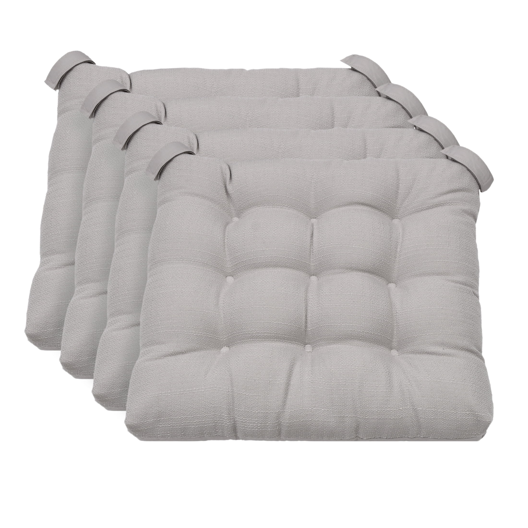 (2 pack) Mainstays Textured Chair Seat Pad (Chair Cushion), Silver Color, 4-Piece Set, 15.5" x 16"