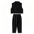 thumbnail image 2 of Angala 2 Piece Outfits For Girls V-Neck Sleeveless Elegant Stylish Vest Coat With Wide Leg Pants Set Girls Autumn Daily Wear Clothes, 2 of 5